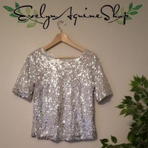 sequin top silver